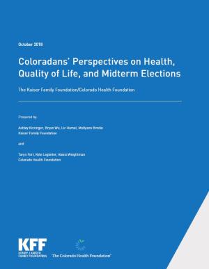 Coloradans’ Perspectives on Health, Quality of Life, and Midterm Elections Report Cover