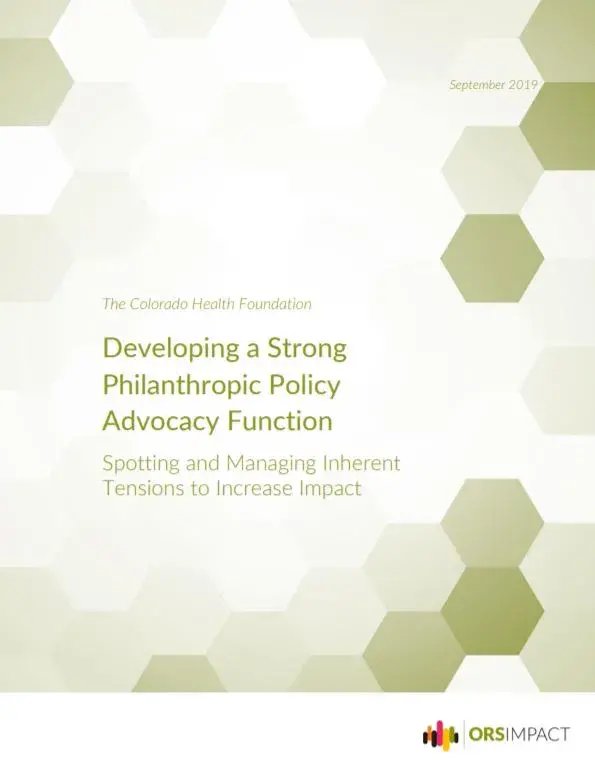 Developing Policy Advocacy ORS Report Cover