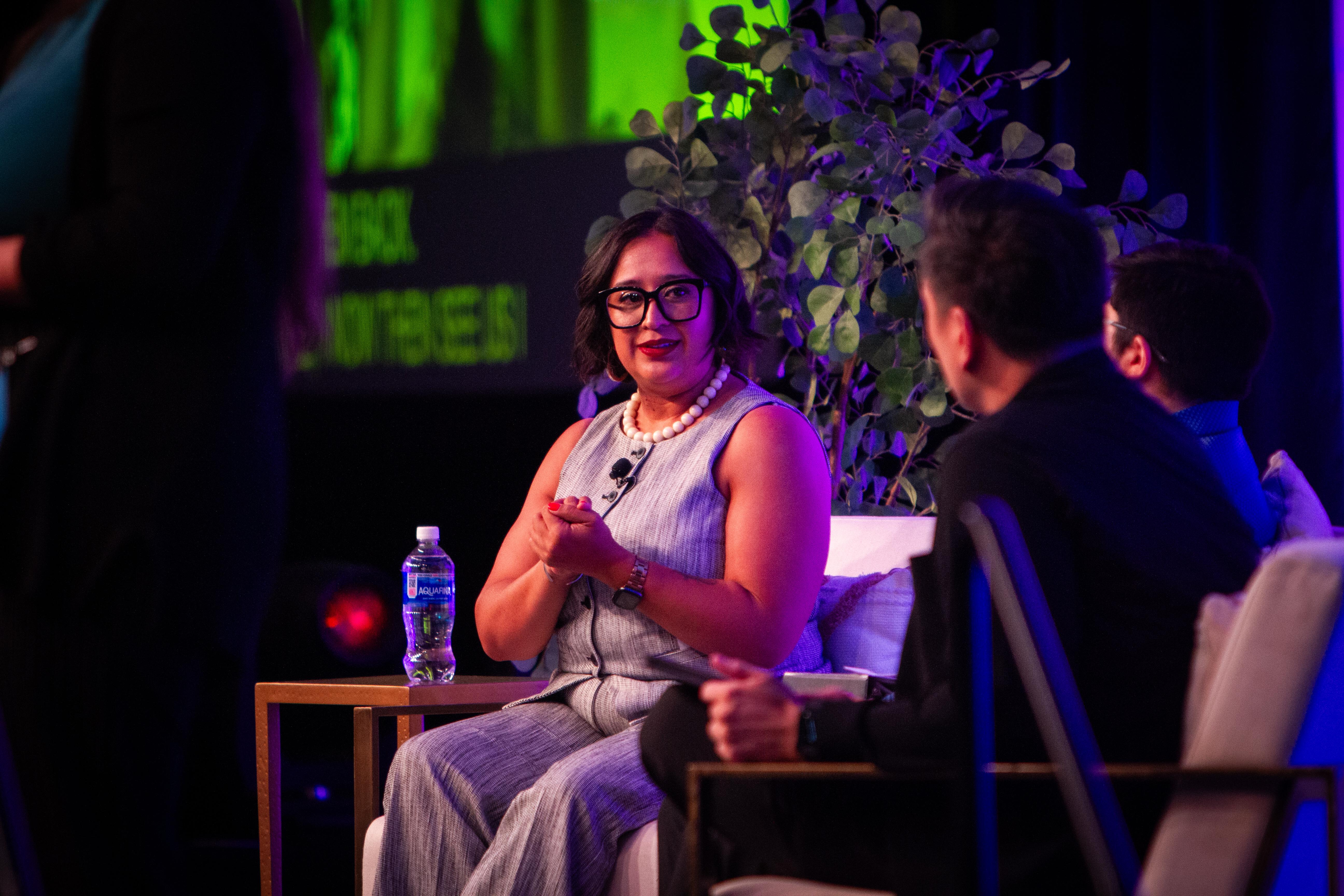 Jazmin Chavez talking with David Breña